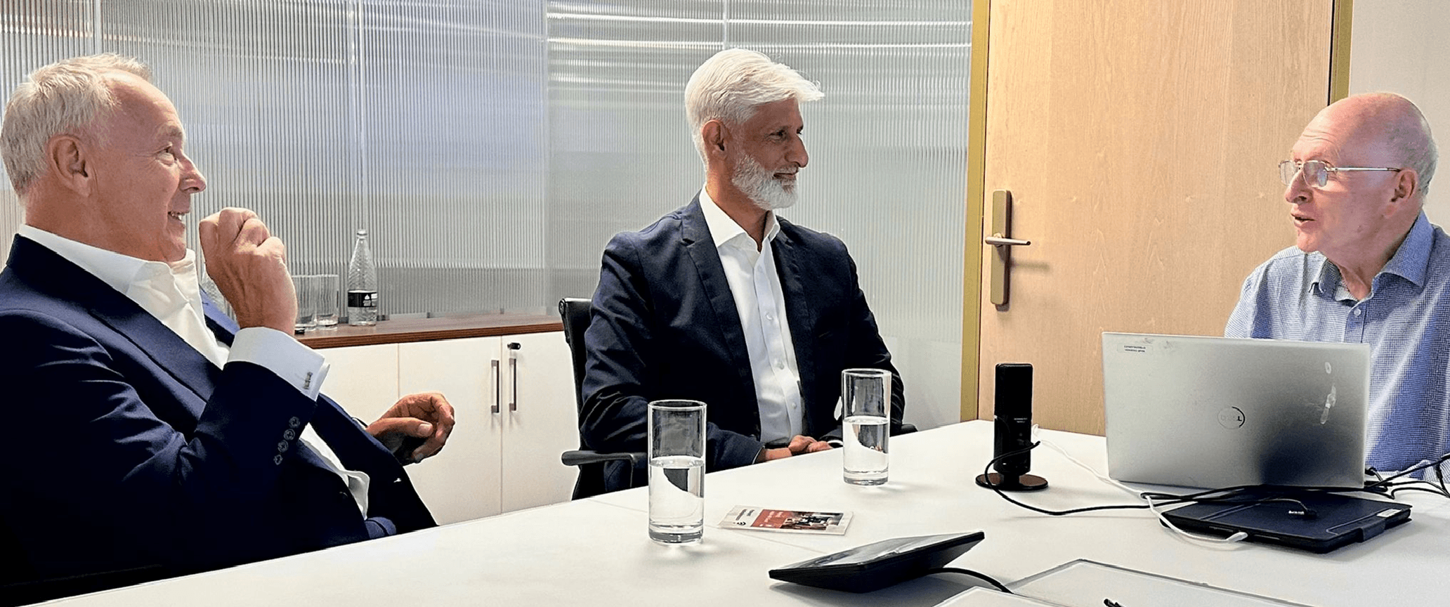 Professor Tas Qureshi with Roy Lilley and Niall Dickson recording the FabStuff Podcast.