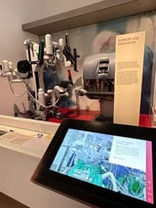 The da Vinci surgical system display in the Science Museum's Medicine Galleries.